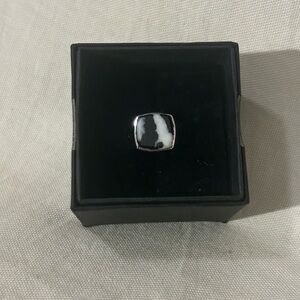 New in box TOM WOOD Signet Ring Zebra Jasper Marble Sterling Silver Size 8